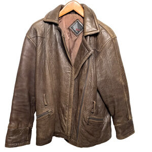 Vintage Women's XS Brown Leather Jacket Buttery Soft Thick Mid Length Moto Style